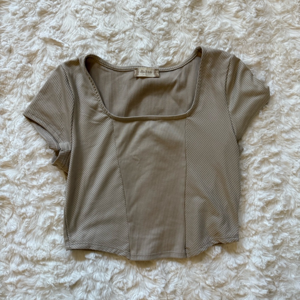 Altar'd State Tan Ribbed Crop Top